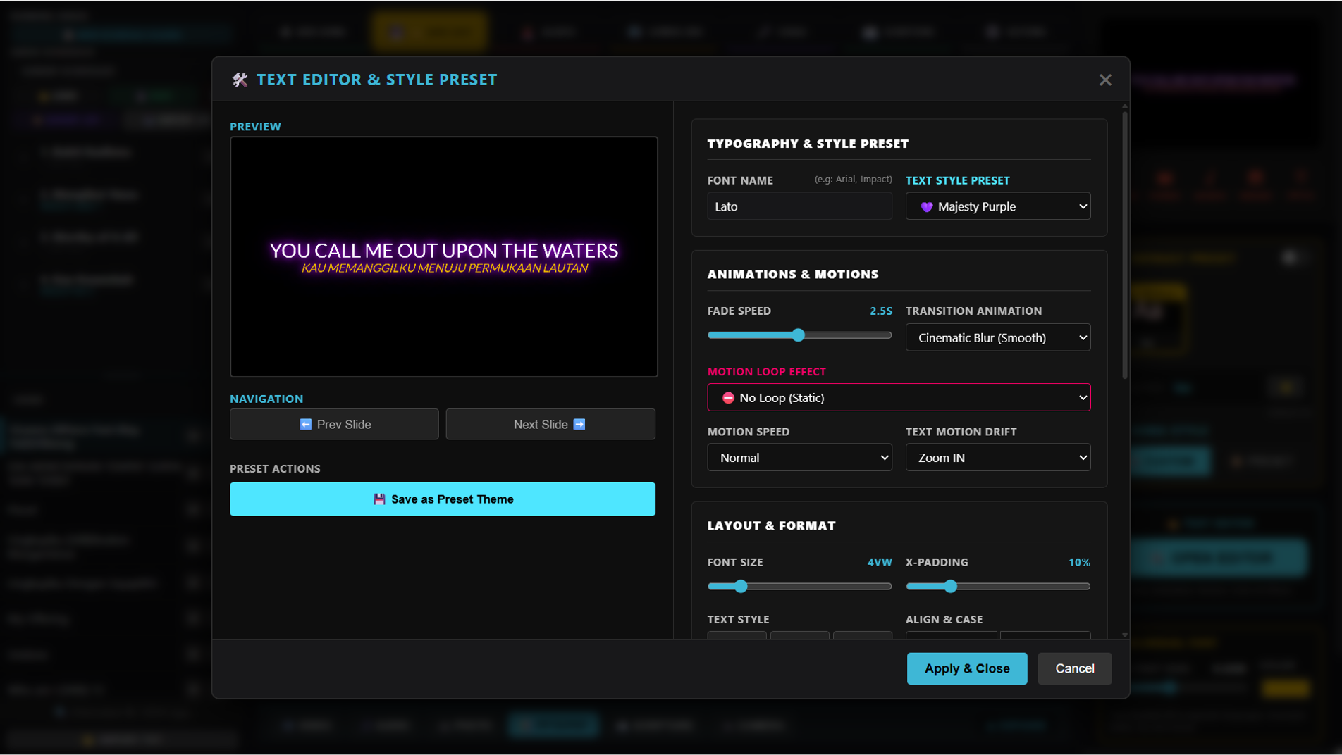 ShowLyrics song style editor